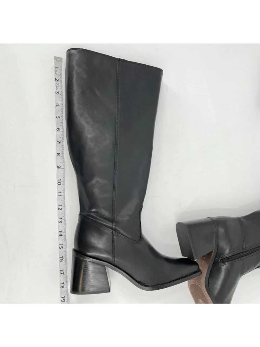 Vince Camuto Sangeti Knee High Boots Black Size 8W Leather Block Heel X-Wide